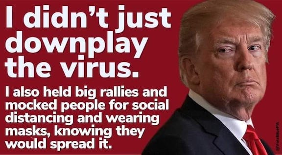 ShirlAAdams's tweet photo. @realDonaldTrump @BreitbartNews #OITrump has NO room to criticize Govs. or anyone doing their best to save lives from COVID19 due to his criminal negligence having NO NATIONAL PLAN saying it was 'just a flu; it's the new Dem hoax' downplaying it. Who pushed HCQ, even ingesting/injecting disinfectants!💀#Concede https://t.co/wIqL6rUQ4i