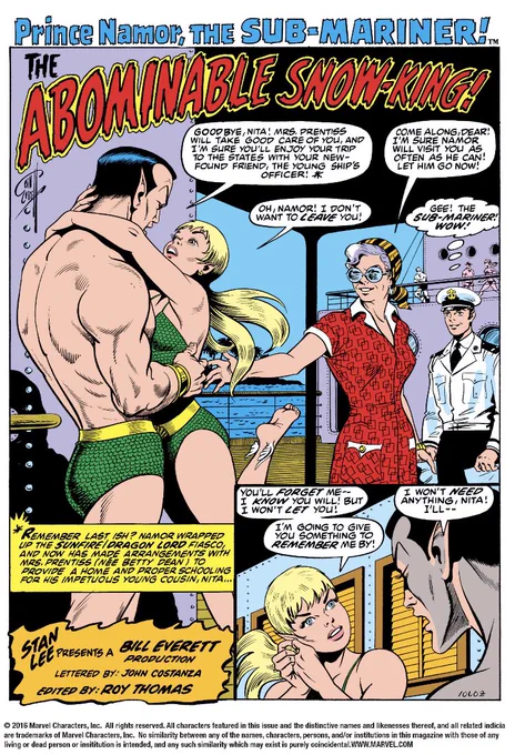 20th century cousin-crushes aside, it's worth noting that Namor doesn't actually face the camera until page 4. But you don't really notice it - his design is iconic from all angles, like the Human Torch or the Silver Surfer. Even from behind, who else would he be? 