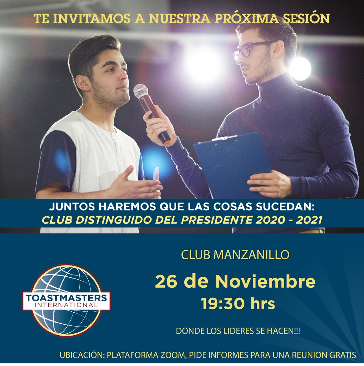 Pide informes sobre como tomar a una sesión gratuita vía zoom y date el gusto de aprender a hablar en publico...