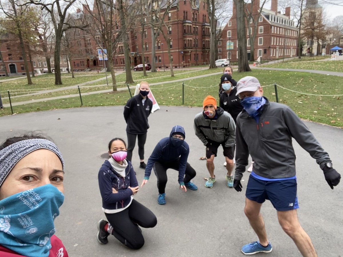 roboticwrestler's tweet image. Inadvertently hopped into a wrestling stance to fit everyone into a selfie w/o getting too close. Today, we had particularly good turn-out, with students, staff, faculty deans, &amp;amp; professors converging on the Yard to enjoy the simple pleasure of running together.#harvarduniversity