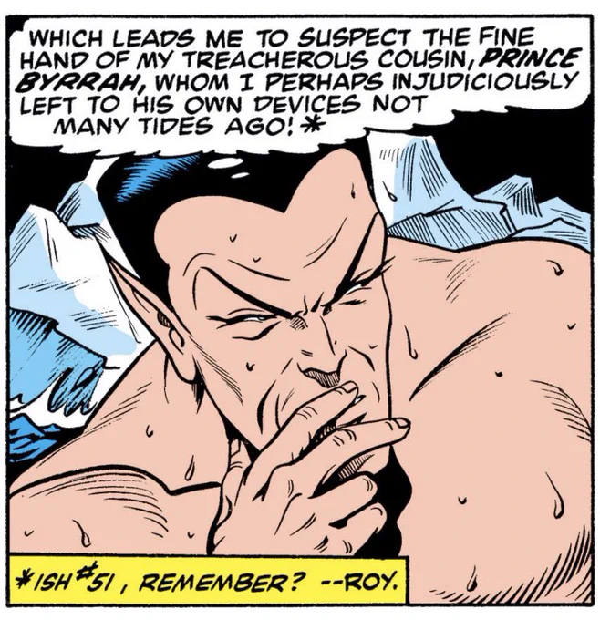 The MOST iconic Namor expression, and our first front-facing close up. Everett's original recipe Sub-Mariner is obviously my favorite version - a super buff Slytherin with a noble heart, when he remembers he has one. 