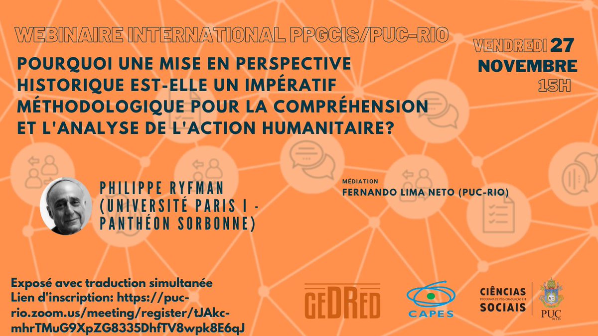 [J-5, 15h] Pourquoi une mise en perspective historique est-elle un impératif méthodologique pour la compréhension et l'analyse de l'action #humanitaire ?

 🗓️Ne manquez pas le live #webinar avec Philippe RYFMAN <a href="/pucriooficial/">PUC-RIO</a> 👉bit.ly/3nO4c5f