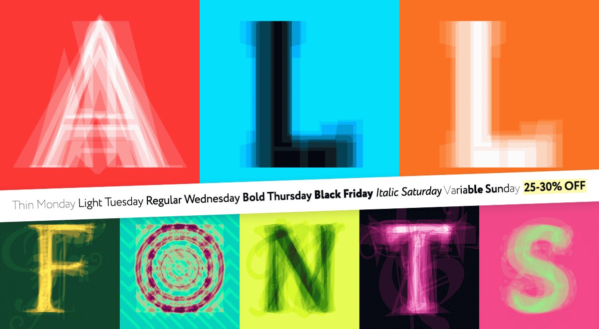 Rentafont's tweet image. 🌞 November 23–29 is a Week of Discounts on Rentafont!

Up to 30% OFF all 4500+ fonts! Choose days and buy the fonts you need at the best price! rentafont.com/search

#BlackFriday #blackfriday2020 #webfont #typography #design #cyrillic #rentafont