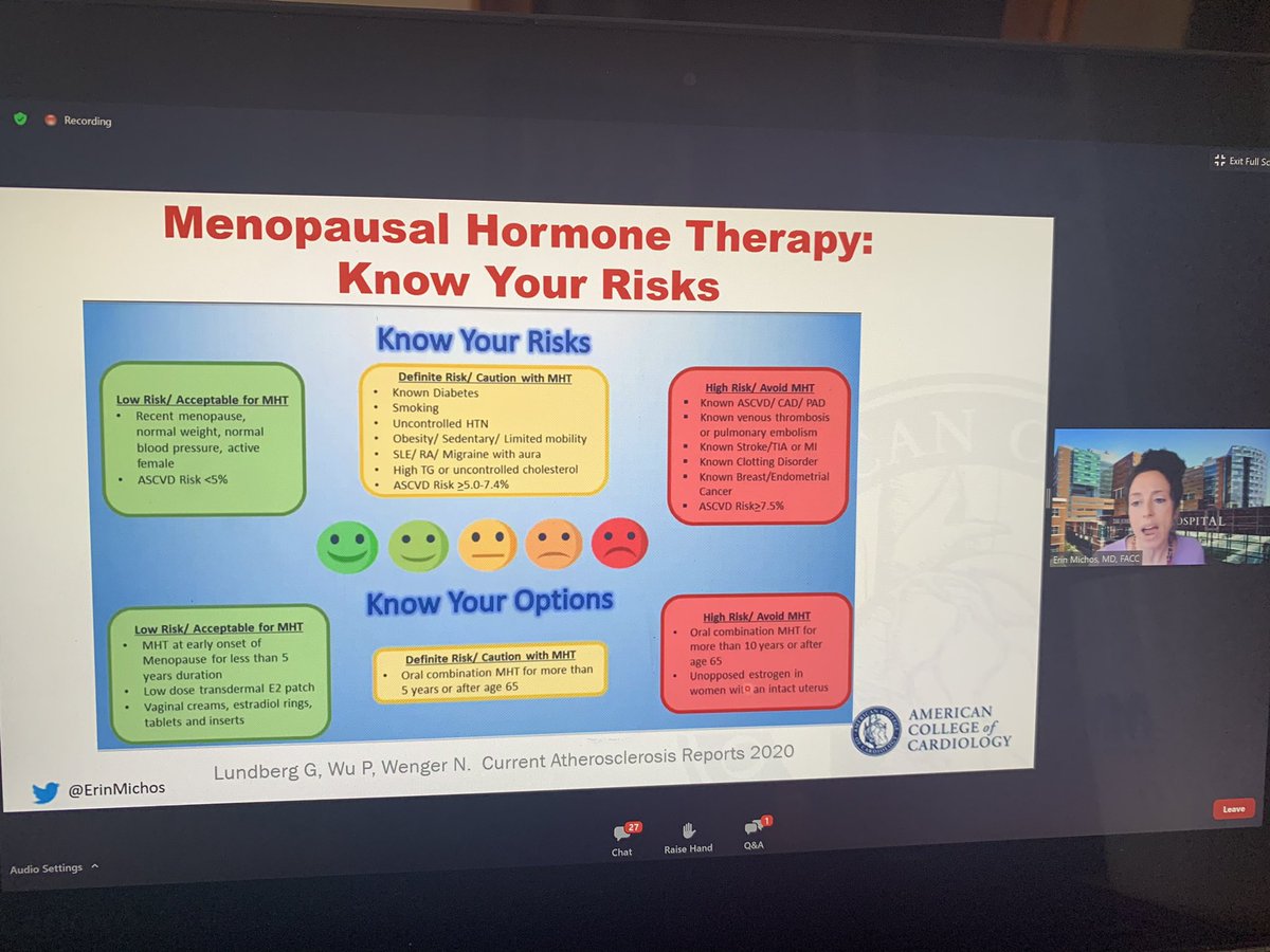 @ErinMichos excellent presentation on #Menopause and #CVDrisk - a thoughtful approach to #hormonetherapy #MACCS20 @DrDebCroyNP @AngelaStreet17
