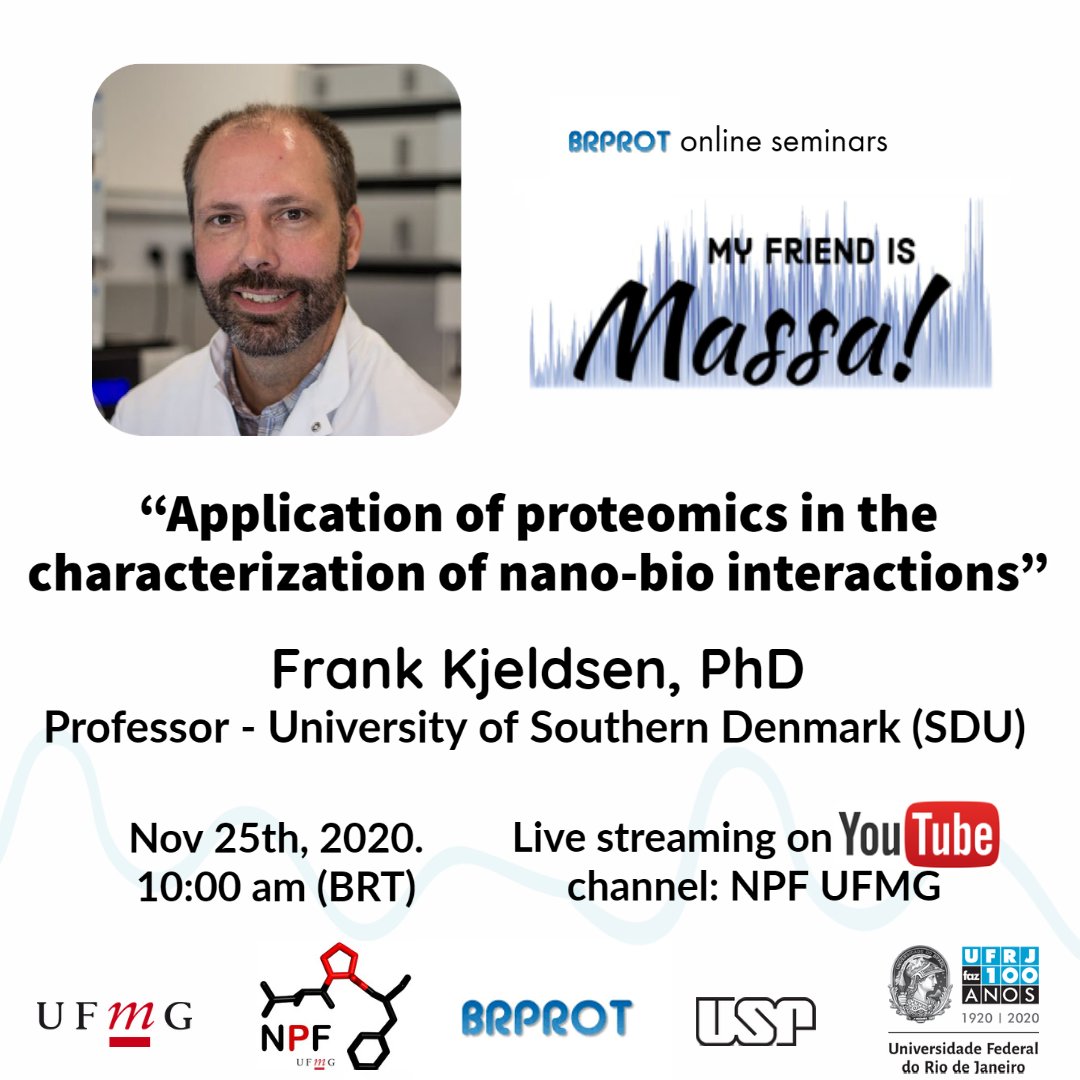 This Wednesday (10am Brazil Time; GMT -3), the danish Prof. Frank Kjeldsen will talk on our webinar about the interaction between nanoparticles and human cells. Watch live in our YouTube channel: m.youtube.com/channel/UCfw79…