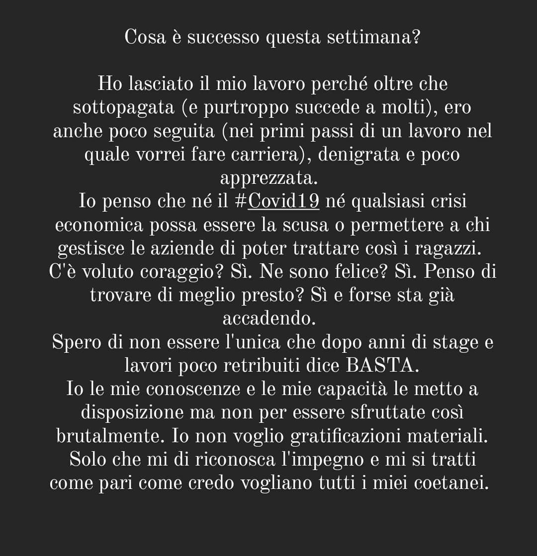 SilviaKin92's tweet photo. Lo avrà fatto perché sono donna? Ho poca esperienza? Ho meno di 30 anni? Non lo so. Ma ora basta 
#generazionezero #orabasta #millenials #lavoro https://t.co/6guAmJbTNM