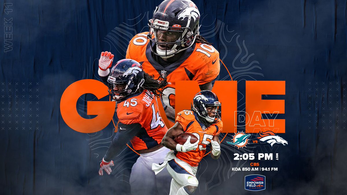 Broncos's tweet image. It's GAMEDAY in the Mile High City!

RT if you're ready to #BeatTheDolphins!