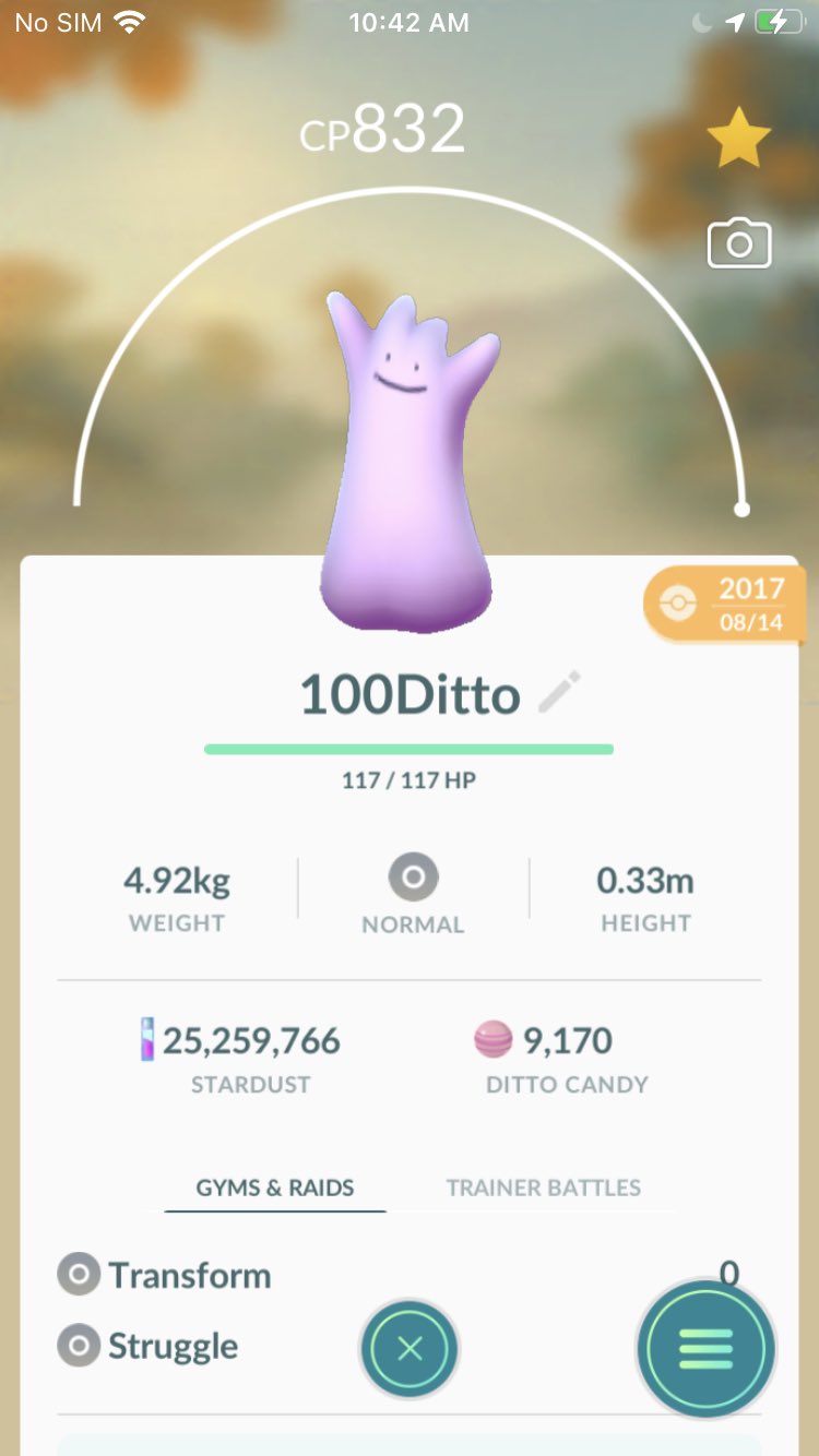 Pokémon Go Lvl 1 Shiny Ditto *RARE*