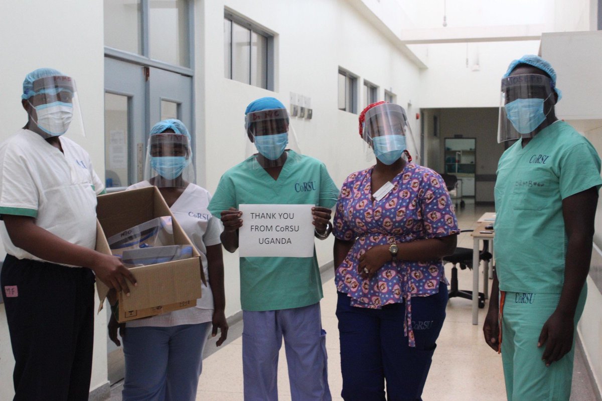 CharityH4TW's tweet photo. Health4theWorld partnered with @DonatePPE to provide Ford face shields for healthcare workers at CoRSU hospital in Uganda! Help us reach our goal of raising $30,000 by donating to our COVID-19 Holiday Fundraiser at: 
https://t.co/5HXdH2iMfD

#Uganda #COVID19 #medicine https://t.co/PBfCU9eSqw