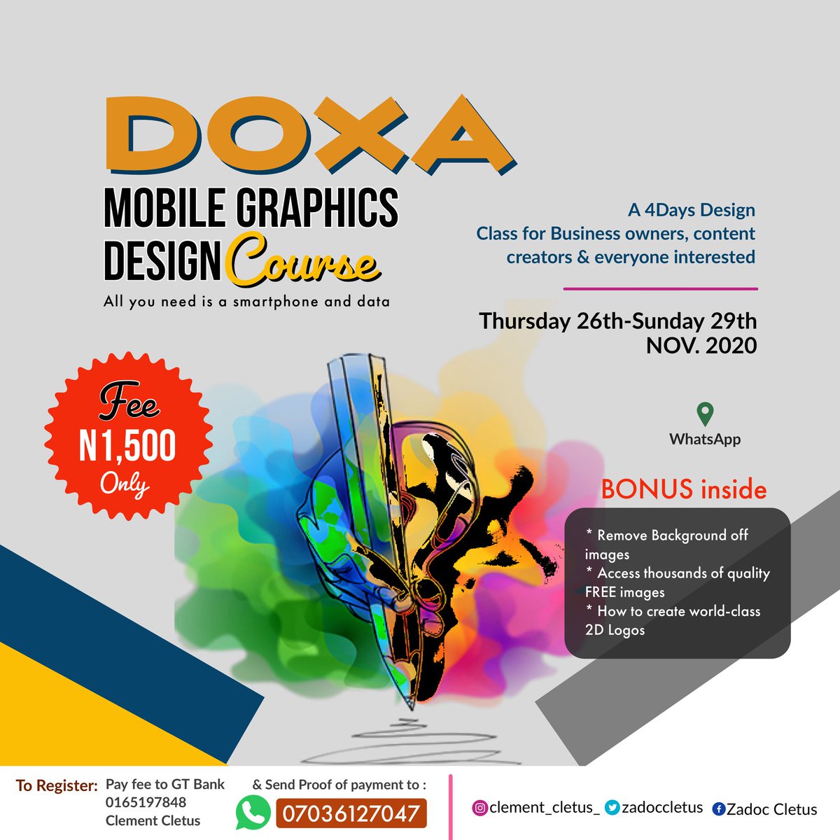 CletusZadoc_'s tweet image. ARE YOU ALWAYS PAYING GRAPHICS DSIGNERS?

Did you know you can create mindblowing graphics with JUST your smartphone?
I made these today for my training.

I can teach you
(See flier for registration details)
#mobilegraphics
#graphics
#design
#excellence