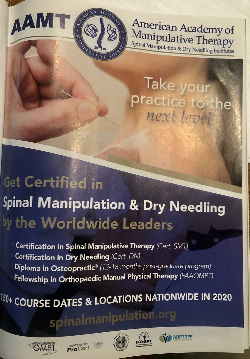 Unfortunately, while one page denounces inefficient care, the advertising section has this. Recently I read that dry needling provides little added value to the management of neck pain compared to guidelines based care alone. Even JOSPT has to make that cash-money