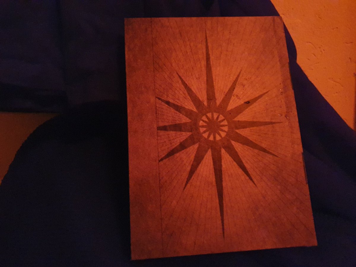 blackclovertalk's tweet photo. Just got this Patry's five leaf grimoire from @Blonya , which marks my first Black Clover merch! Surely many more to come.  (Tried to give it an ominous feeling from boredom, proper pictures in the comments) https://t.co/iiODuJBtSz