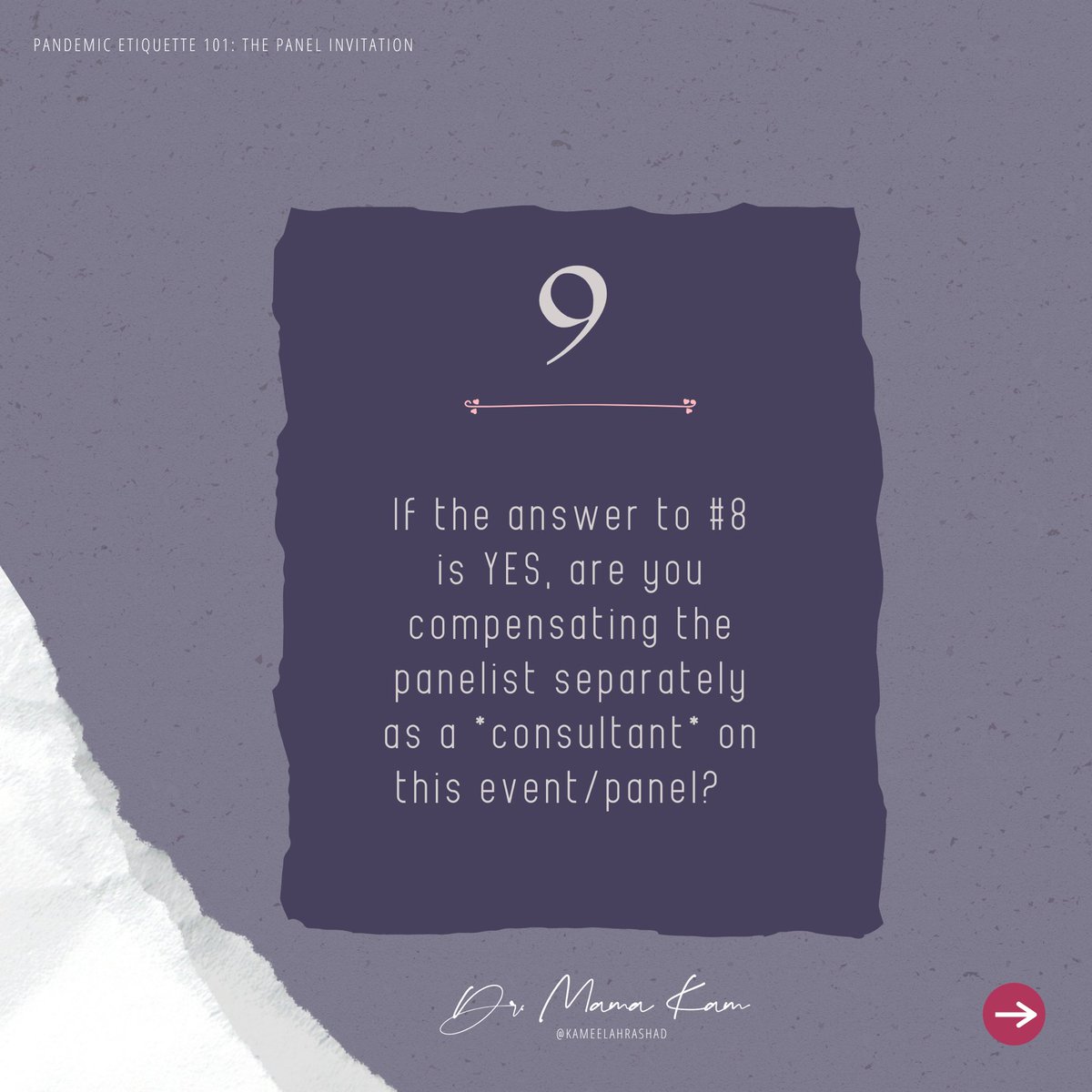 #9: If the answer to #8 is YES, are you compensating the panelist separately as a *consultant* on this event/panel? #AcademiaInTheCOVIDAge