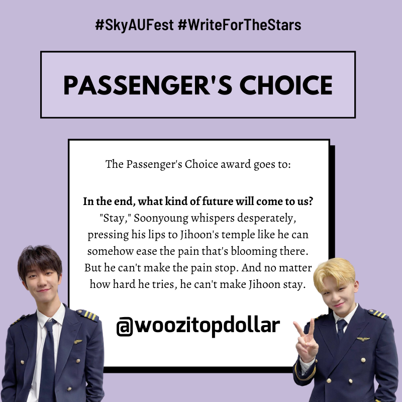 1004_YOONJEONG's tweet photo. PASSENGER'S CHOICE AWARD | @woozitopdollar's What Kind of Future.

#SkyAUFest #WriteForTheStars https://t.co/Ai4neG2ZmY