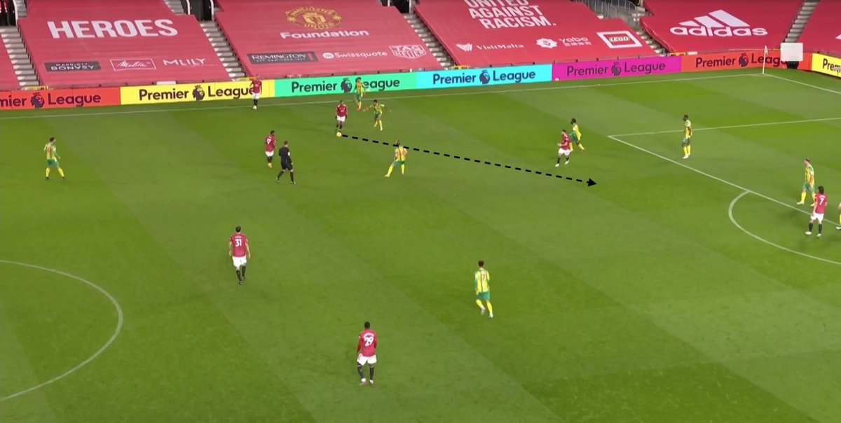 72& #39;: Great football from Martial, Bruno, and Cavani here. Martial, now at LW, is able to pull wide and receive. He then plays a nice ball for Bruno in zone 14. Cavani notices this and makes a gorgeous run. Bruno picks him out and it& #39;s another chance