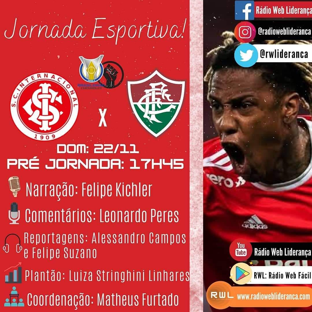Hoje é dia de futebol em dose tripla na Rádio Web Liderança. A partir das 17h45 você acompanha as emoções da partida entre Internacional x Fluminense.
Em seguida, às 20h, todos os detalhes do futebol feminino, no jogo entre Avaí Kindermann e Corinthians(+) https://t.co/kC4O0iR3aP