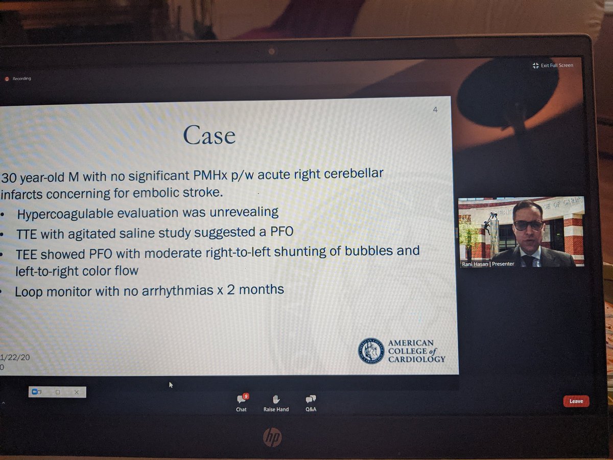 AngelaStreet17's tweet photo. Thorough update on the clinical significance of PFO's @RaniKHasan #MACCS20 @jae_patton @DrDebCroyNP @AChoiHeart @DrJMarine https://t.co/S3IeHMu1o6