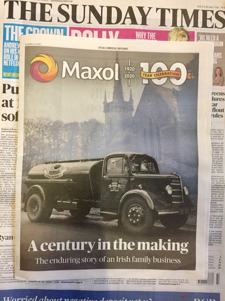 IrishJagClub's tweet photo. History of @TheMaxolGroup  in today’s @SunTimesIreland Great Irish family business celebrating 100 years in the Irish Motor Trade. Book by @turtlebunbury  in @easons soon. #maxol #irishbusiness #irishmotoring https://t.co/iSuCHJHKTT