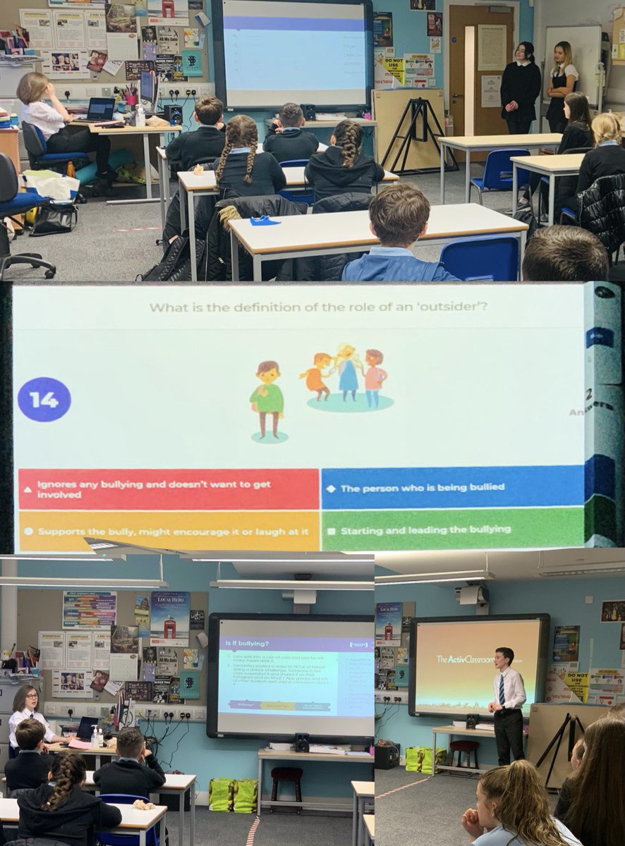 ABASCHS's tweet photo. A massive thank you to the S3 drama pupils who led creative lessons with all S1 pupils to promote anti-bullying week. You sparked meaningful &amp; insightful discussion to progress our campaign. Fab work! @AntiBullyingPro @ColumbaHigh 👏🏻 https://t.co/5B7RUtNFjZ