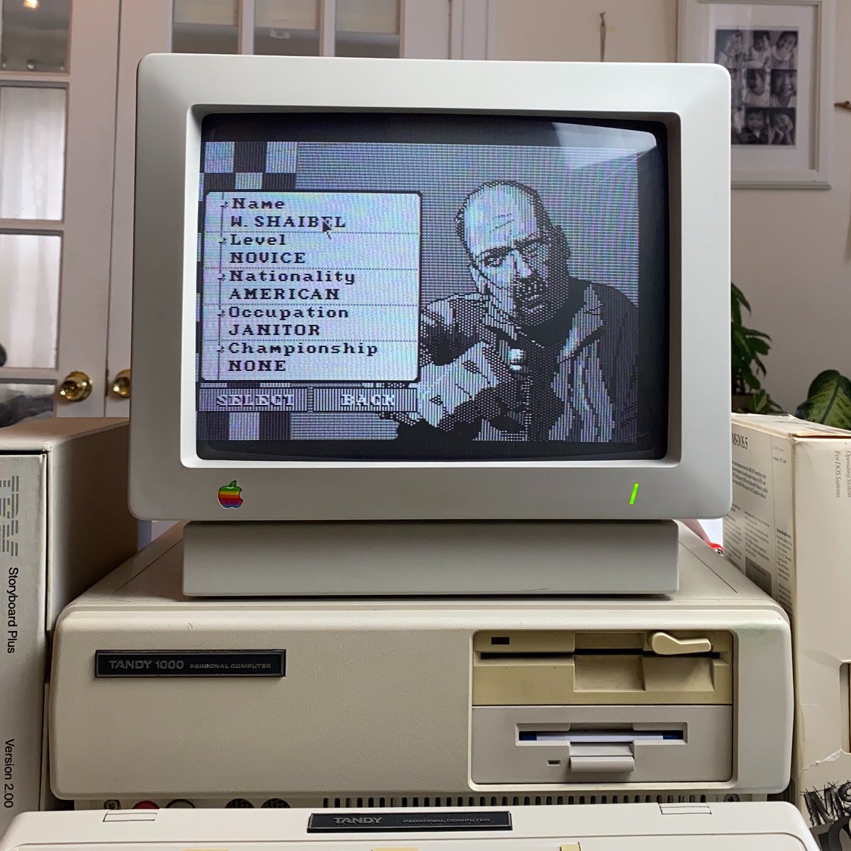 The opponent in monochrome mode.