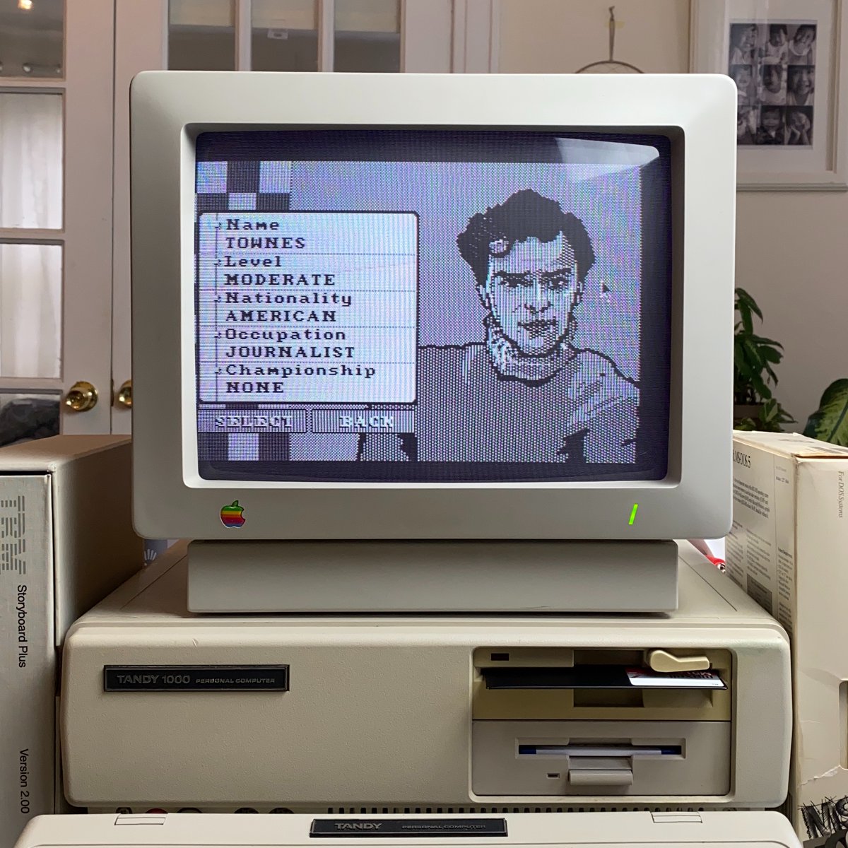 The opponent in monochrome mode.