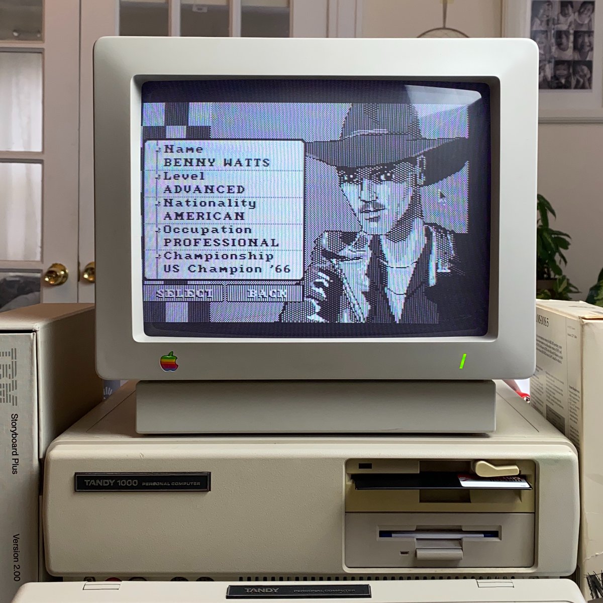 The opponent in monochrome mode.