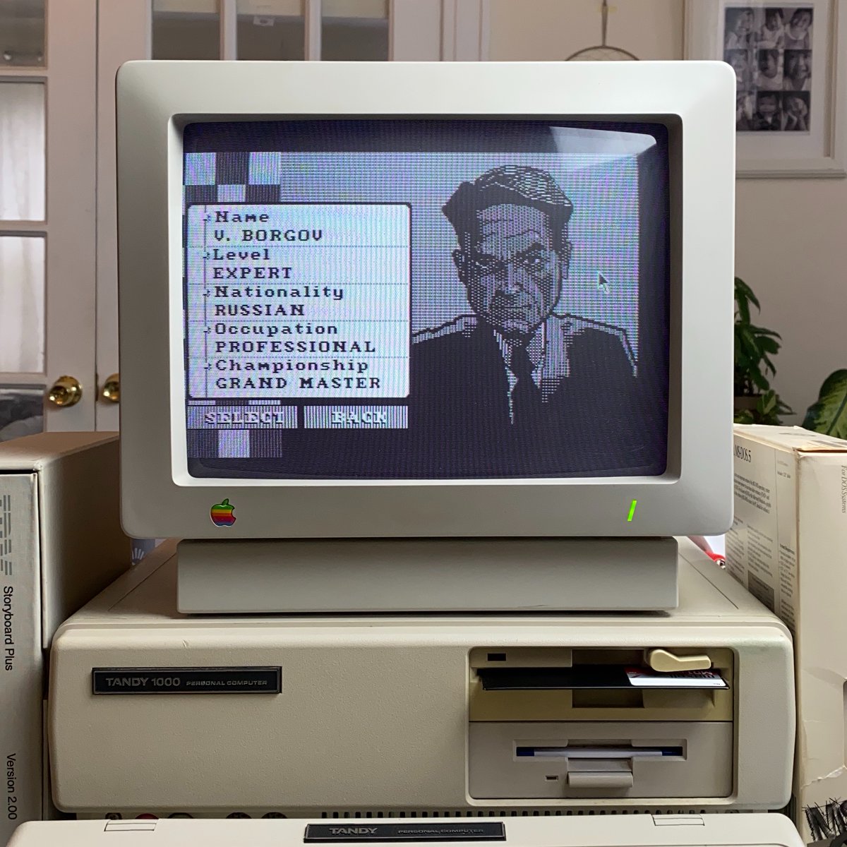 The opponent in monochrome mode.