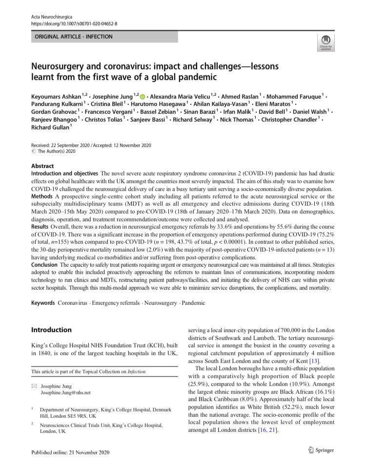 Josephine Jung Read Our Latest Research On The Handling Of Covid 19 In One Of The Biggest Uk Neurosurgical Centres During The First Wave Published With Springernature In Actaneuro Kingsneuro Full Josephine Jung Read Our Latest Research On The Handling Of Covid 19 In One Of The Biggest Uk Neurosurgical Centres During The First Wave Published With Springernature In Actaneuro Kingsneuro Full