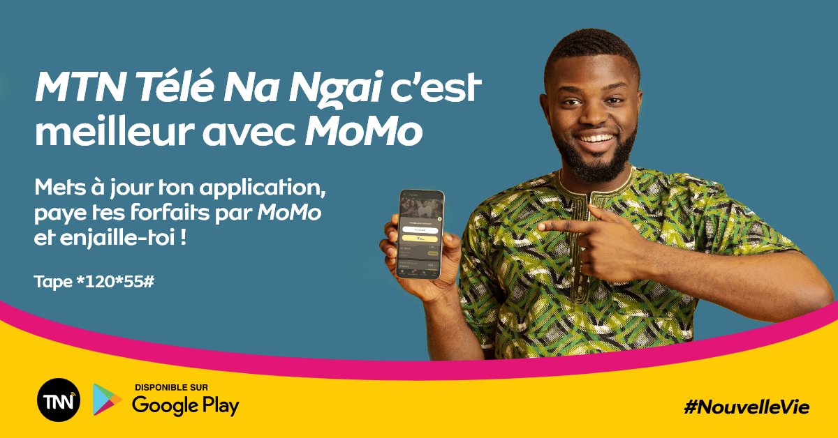 MTN_123's tweet photo. DU NOUVEAU AVEC MoMo et TNN
C’est désormais possible de payer vos forfaits TNN via MoMo 
Si vous n'avez pas encore MTN TNN, cliquez sur lien
https://t.co/sSKnQSlJ46
Vous pouvez aussi taper *120*55# pour recevoir ce lien par SMS
#mtncongo #mobilemoney  #mtntnn #everywhereyougo https://t.co/da13ERvklF