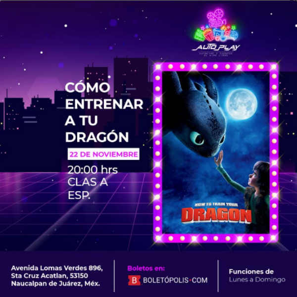 autoplayeventos's tweet photo. 🍿HOY nos vemos en AUTO PLAY con dos filmes que te van a sorprender... 😱🙌

#cómoentrenaratudragón 👉 https://t.co/iJUvARnmm3
¡Función sorpresa #kids!👉 https://t.co/NRiOKa0HYU

¡Nos vemos en AUTO PLAY en Lomas Verdes! https://t.co/JzTLTJDVyH