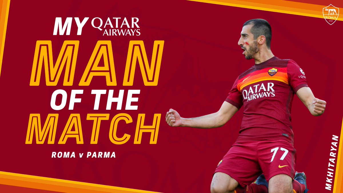 ASRomaEN's tweet image. 🔁 Retweet if Henrikh Mkhitaryan was your #ASRoma @qatarairways Man of the Match against Parma
