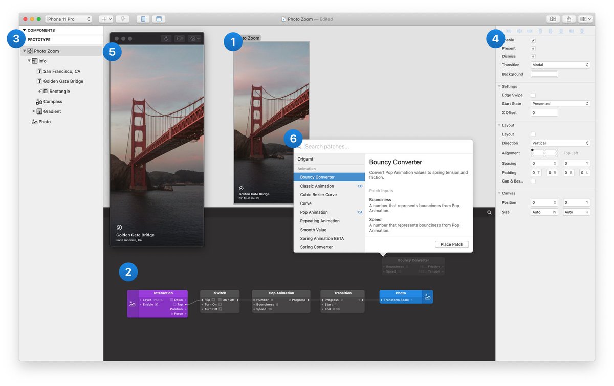 One of the cool spin offs of Quartz Composer is Origami. Brandon Walkin ( @bwalkin) and team took Quartz Composer from where Apple left it to a refined product that allows for prototyping interactions for mobiles and desktops:  https://origami.design/&nbsp;