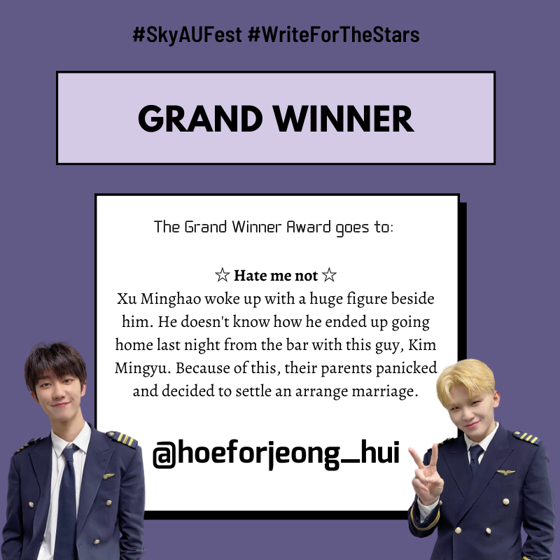 1004_YOONJEONG's tweet photo. GRAND WINNER | Hate Me Not by @hoeforJeong_Hui 

Congratulations to our #SkyAUFest First Edition Grand Winner!!! Continue to #WriteForTheStars ♥

read here: https://t.co/3LTWJyCfM3 https://t.co/zEiC9nmqMh