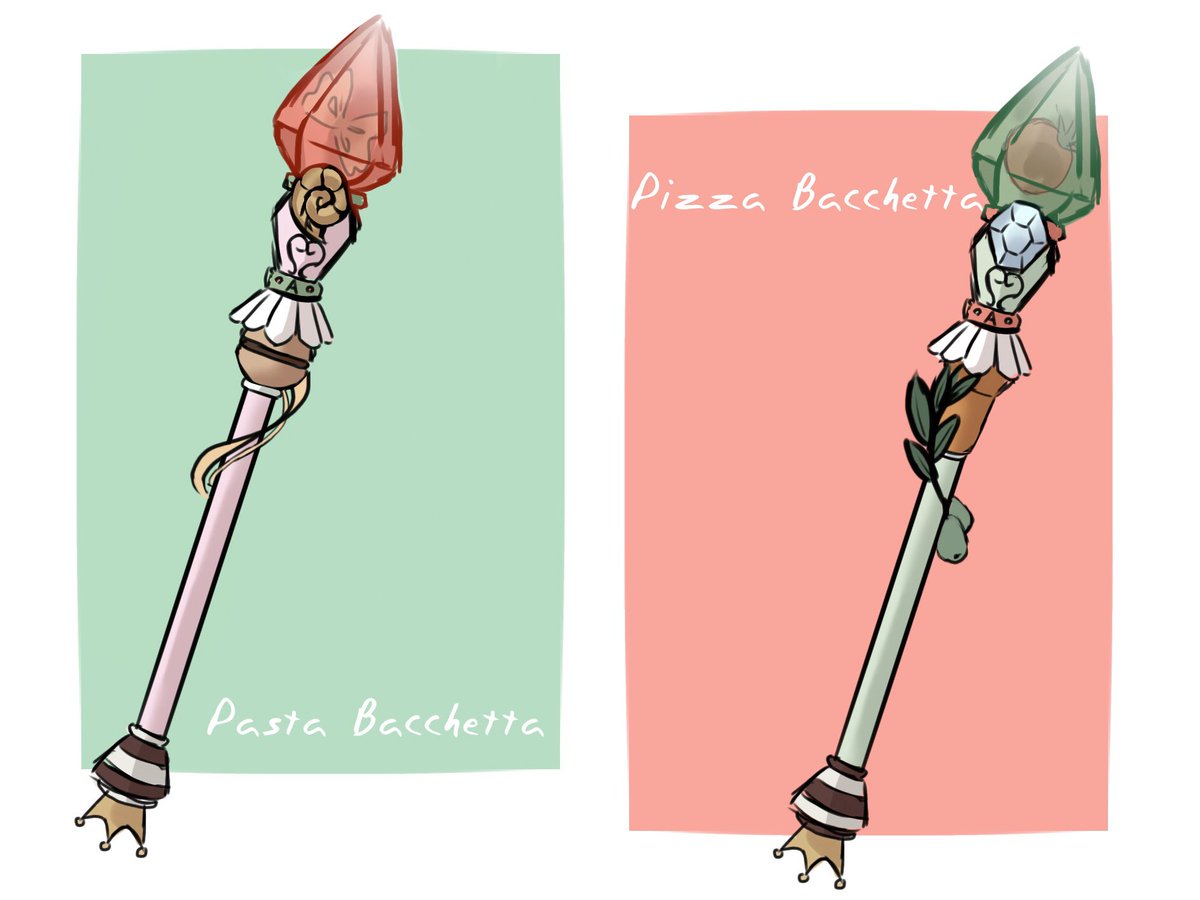 ℭ𝔥𝔢𝔰𝔰𝔠𝔞𝔱 くるんとトリコローレ脳内アニメスクショ大会 限りなくらくがきに近いですが 武器というか 魔法の杖というか のデザインをしてみました