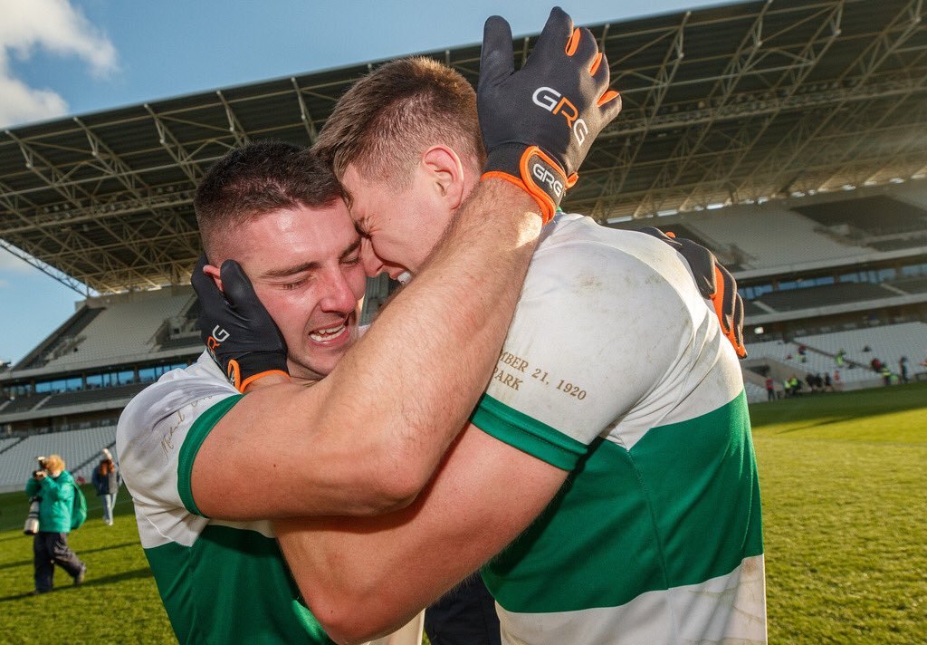Great snap of Colin O’Riordan and Steven O’Brien after Tipperary’s win by <a href="/INPHOjames/">James Crombie</a>

The pair have won Munster football medals together at minor (2011 &amp; 2012), U21 (2015) and senior (2020). 

Some way to complete the set.