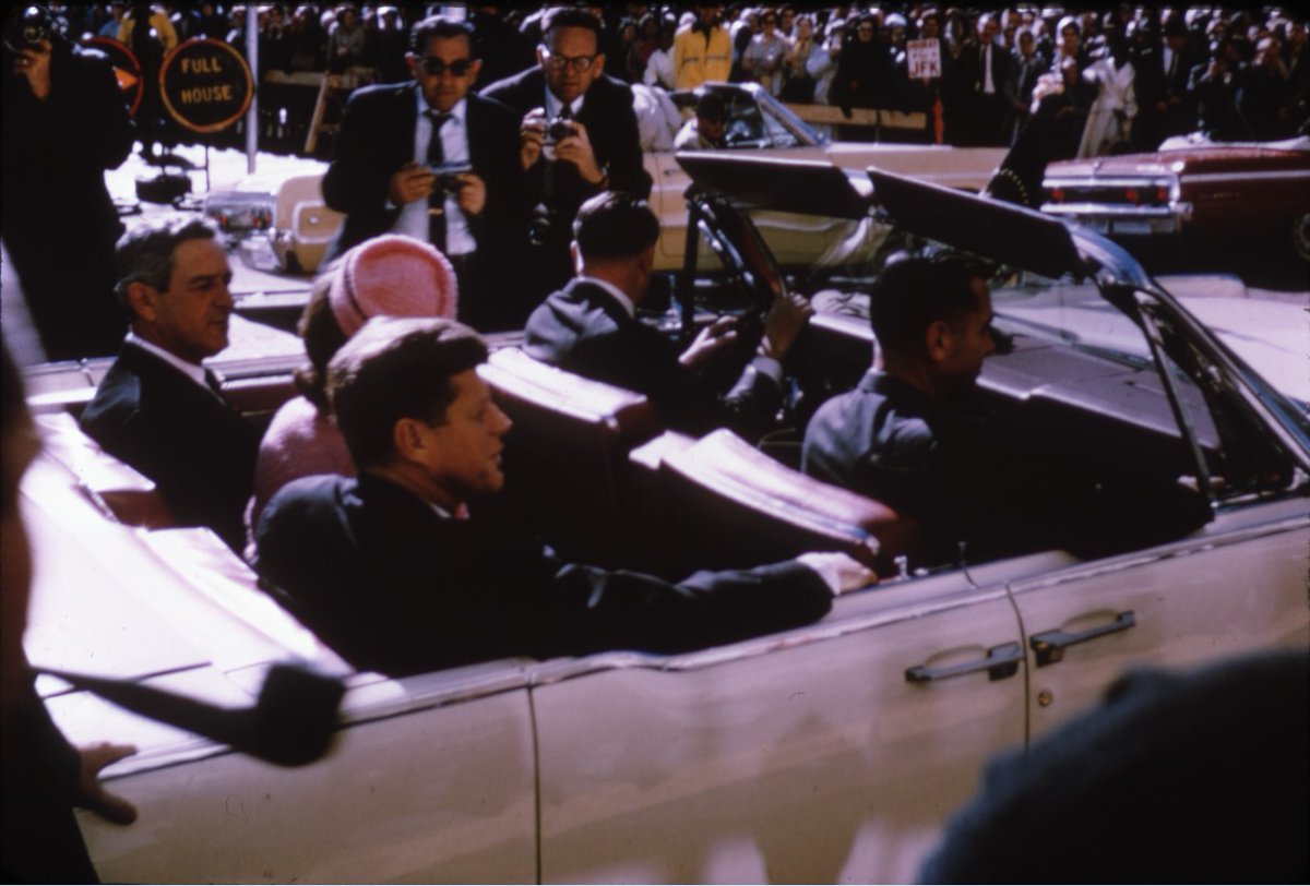 SixthFlrMuseum's tweet photo. The Kennedys have left the Hotel Texas for Carswell AFB. Noticeably, Sen. Yarborough is riding in the same car as political rival LBJ. This Texas trip is intended to mend a rift in the Democratic Party and solidify statewide support for Kennedy in 1964. It seems to be working. https://t.co/7zaML2WxZp
