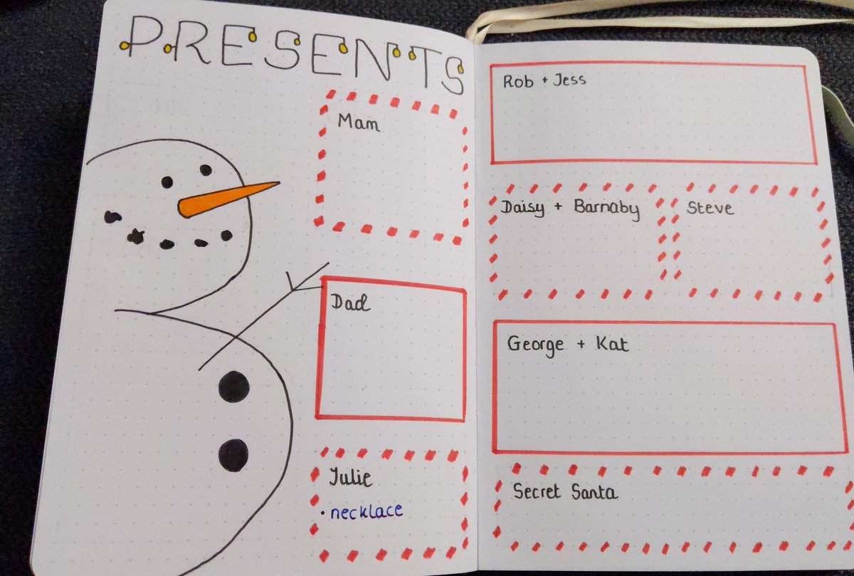 MissSWills's tweet photo. Branching out with my #bulletjournal and not just using it for work to-do lists #bujo #christmasplanning #doodling https://t.co/KYrmGkzQY6