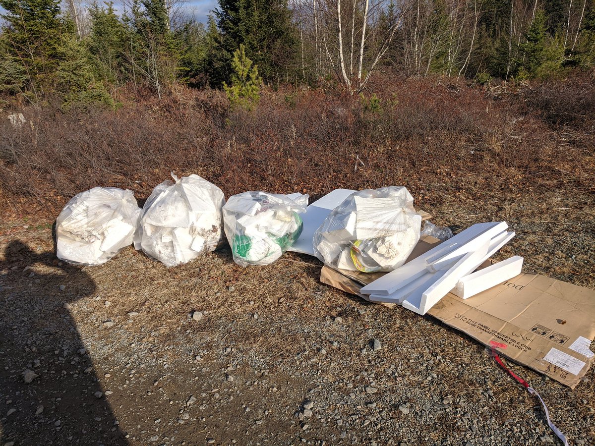 craig_mcsync's tweet image. It's extremely disappointing to head out for a walk during some beautiful weather in our beautiful province only to come across four recent illegal dumping sites.  This morning I felt compelled to venture back to clean up one of these sites before the styrofoam spread too far.