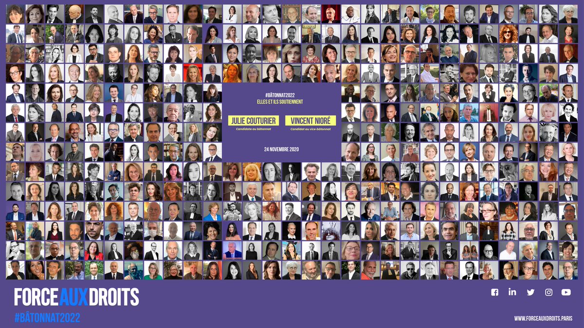 La campagne touche à sa fin…
Un très grand merci aux 450 confrères qui nous soutiennent publiquement à présent.
🗳💪 Mobilisons-nous pour voter et faire voter pour <a href="/JulieCouturier_/">Julie Couturier</a>  et <a href="/vincent_niore/">Vincent Nioré</a> mardi au #Bâtonnat2022 ! #ForceAuxDroits