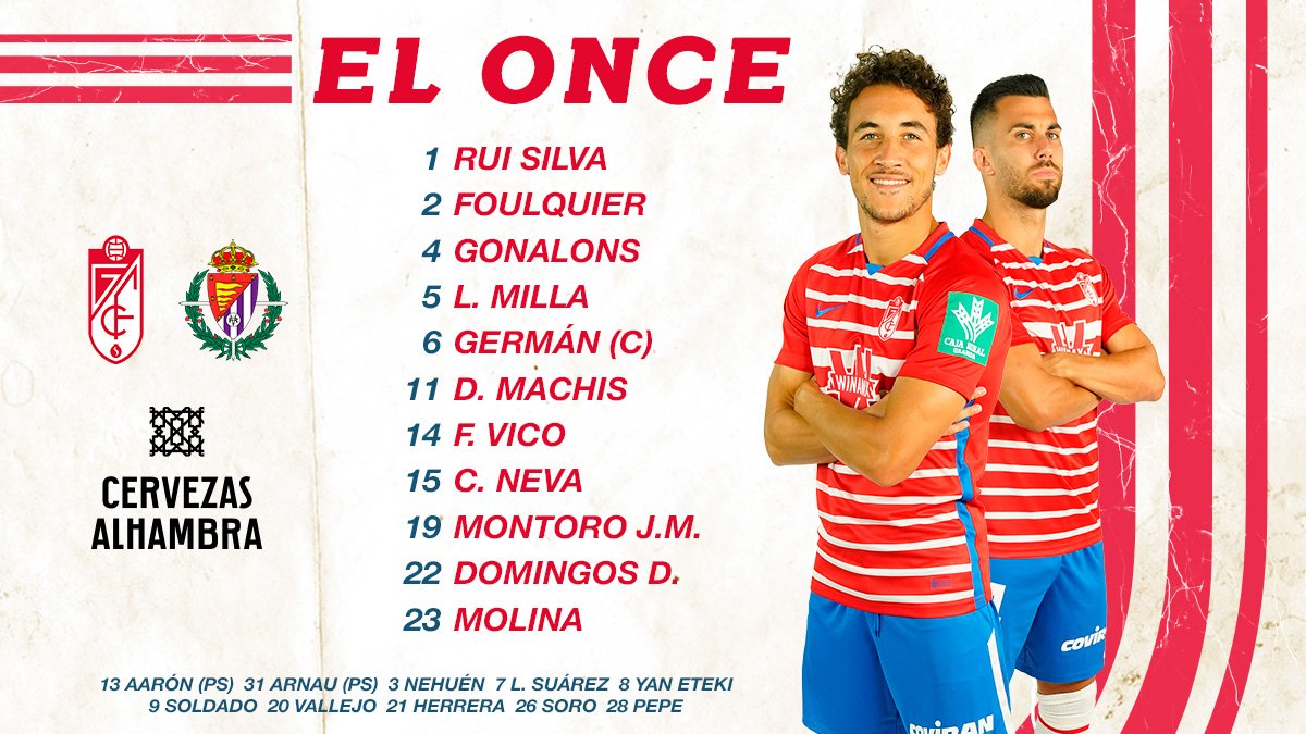 TEAM NEWS 📋
🏔Granada vs Real Valladolid💜
Granada are near-enough back to full strength, after Covid-19 cases forced them to field an inexperienced XI last time out 💪
Real Valladolid, with only 1 win in 9, would escape the relegation zone with a win.
#LLL
🧡🇪🇸⚽️ https://t.co/sRIhlPpfMb