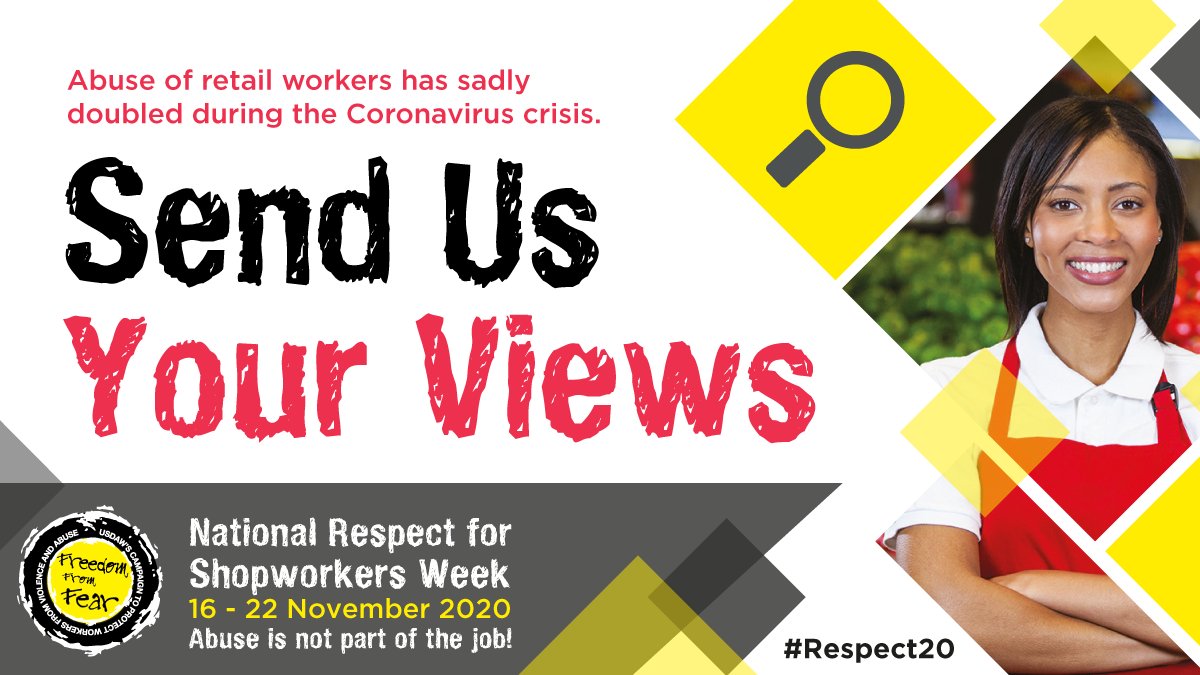 UsdawUnion's tweet photo. Take our quick survey and help us put an end to violence, threats and abuse against retail staff #Respect20 https://t.co/KcSCXgSlRR https://t.co/HCnZrUmgie