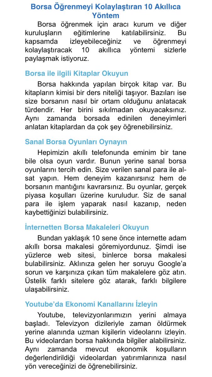 bor_sa1's tweet photo. Borsada öğrenmeyi kolaylaştıran 10 yol...#BİST #imkb #borsa #endeks #hisse #thyoa #pgsus #tavhl #oyayo https://t.co/5isaxioX6b