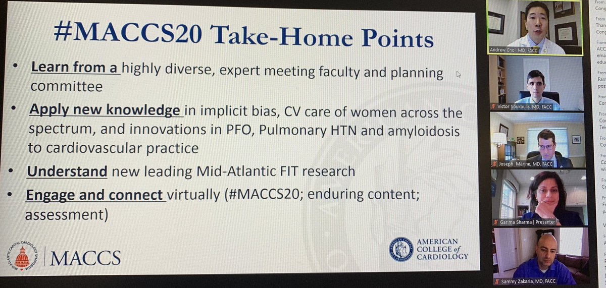 BGalperMD's tweet photo. Congrats co-chairs @AChoiHeart and Victor Soukulis on an excellent #MACCS20 meeting. So many diverse interesting topics covered in such a short time. I know I learned a lot. Looking forward to MACCS21 hopefully in person. @DrDebCroyNP @ACCMaryland @ACCVirginia @DrJMarine https://t.co/lmJynDs1aZ
