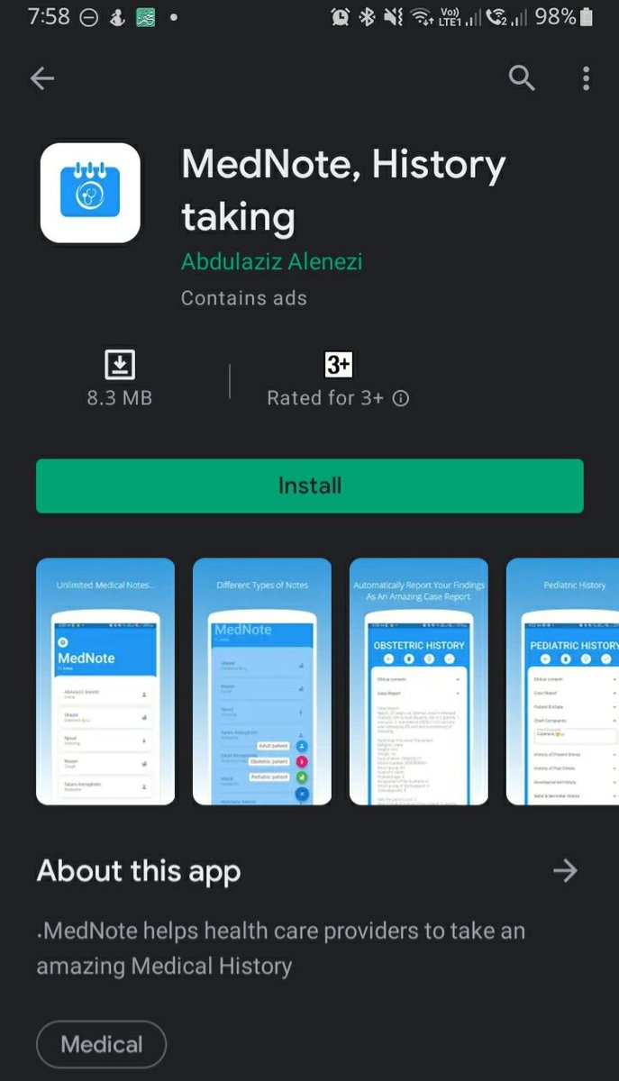 AbdulazizMDA's tweet photo. اللهم لك الحمد حتى يبلغ الحمد منتهاه، أنتهت من برمجة تطبيق MedNote لتسهيل عملية أخذ التاريخ المرضي لدى الممارسين الصحيين 📝💙.
https://t.co/vJbo6ctYGU https://t.co/CIs0rX1xXG