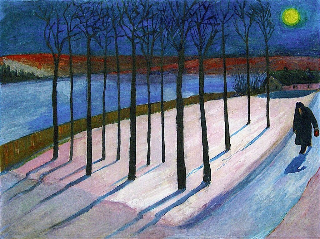 Moonlit, 1909-1910 by Russian-German-Swiss expressionist painter Marianne von Werefkin.
#painting #expressionism #moonlight #mariannevonwerefkin