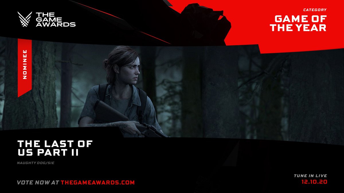 The Game Awards (@thegameawards) on Twitter photo Like and RT if <a href="/Naughty_Dog/">Naughty Dog</a> The Last Of Us Part II is your pick for #TheGameAwards Game of the Year Like and RT if <a href="/Naughty_Dog/">Naughty Dog</a> The Last Of Us Part II is your pick for #TheGameAwards Game of the Year