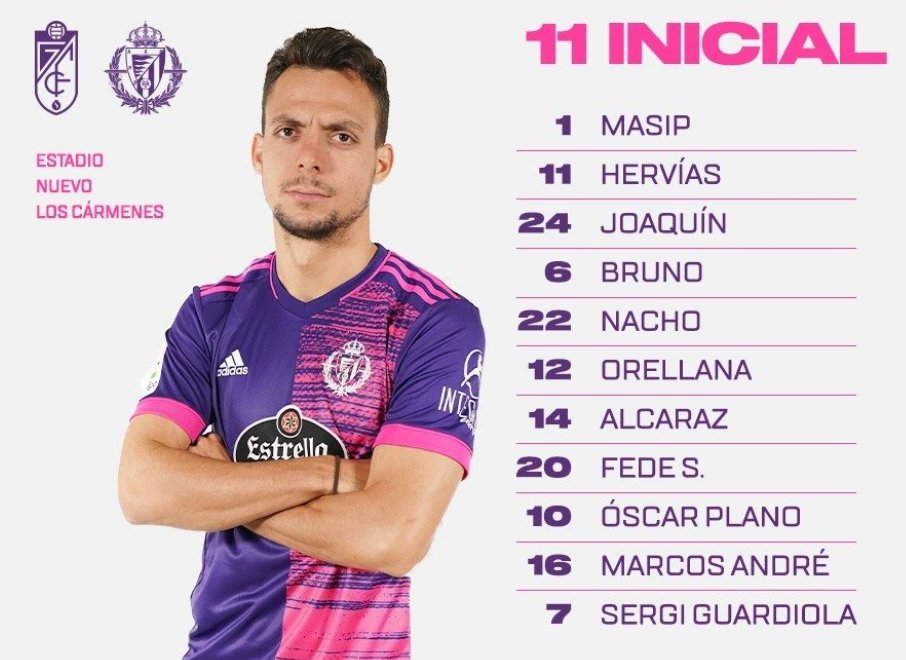 XI REAL VALLADOLID (VS. Granada) #LaLigaSantander
¡Nos vemos a las 12 en @elchiringuitotv! https://t.co/yBOUP6gyhS