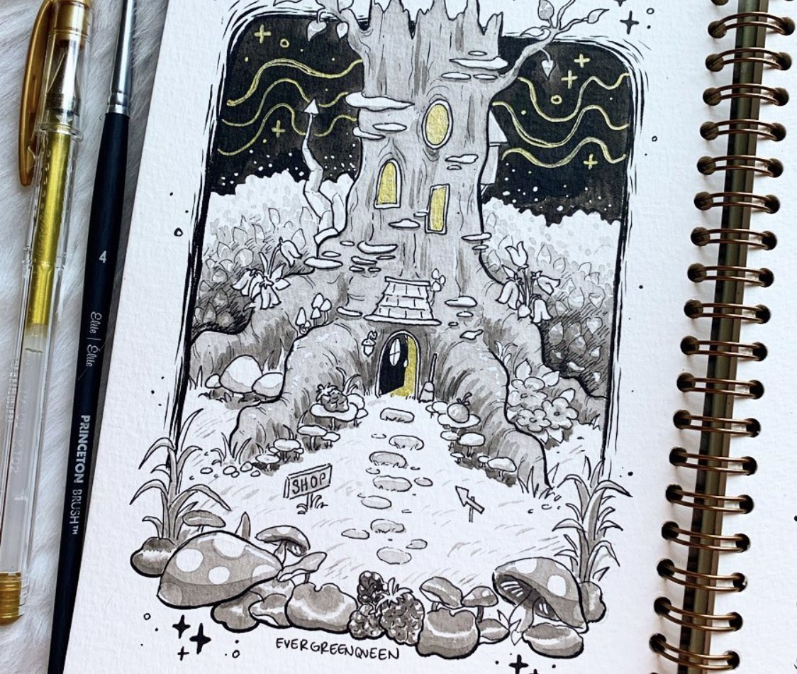 I didn't make any new ink art this October but check out this ink art I made last October ? 