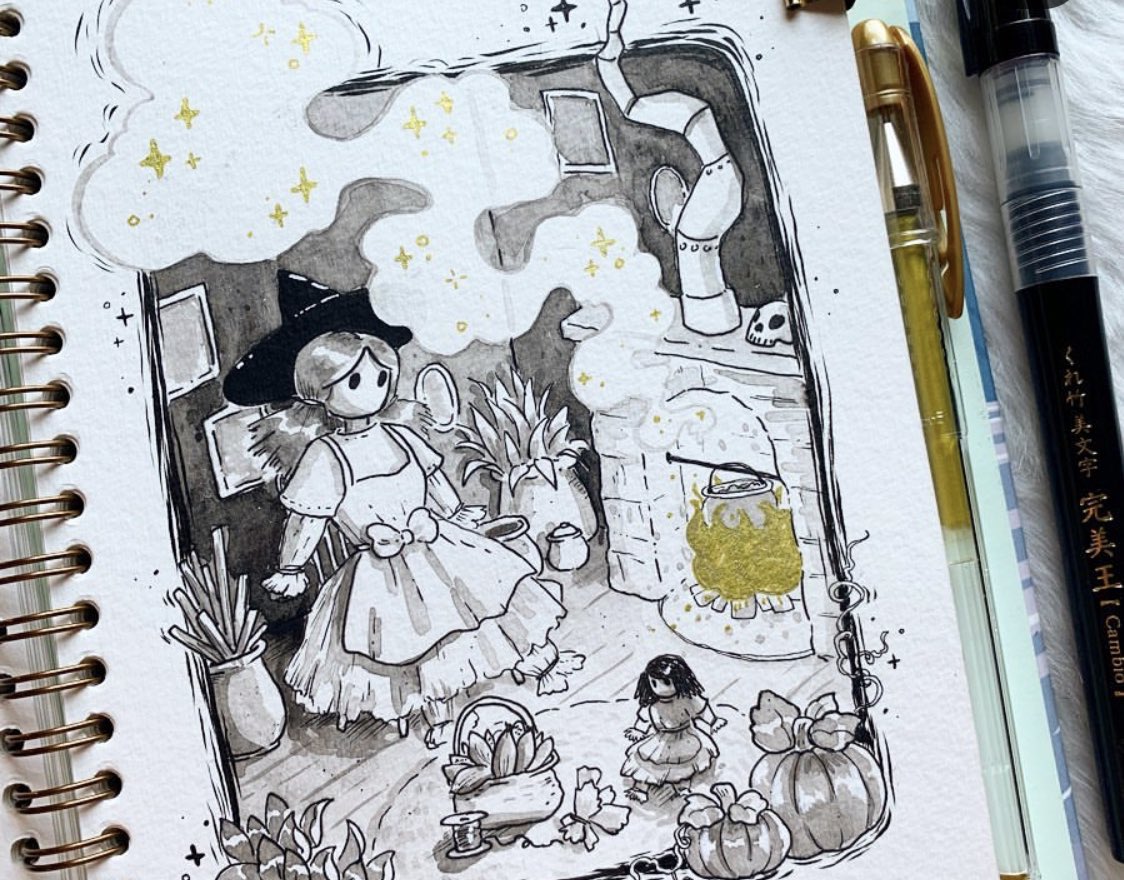 I didn't make any new ink art this October but check out this ink art I made last October ? 