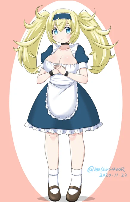 #艦これ版深夜の真剣お絵描き60分一本勝負 
#艦これ版真剣お絵描き60分一本勝負_20201122
#ガンビア・ベイ 
メイドのようなベイ 